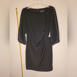 NWT Jessica Howard women's 12p black dress with pearl details on the sleeves